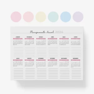 Planner Anual 2024 rosa