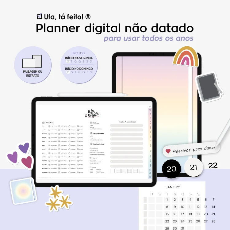 Planner arco íris não datado capa